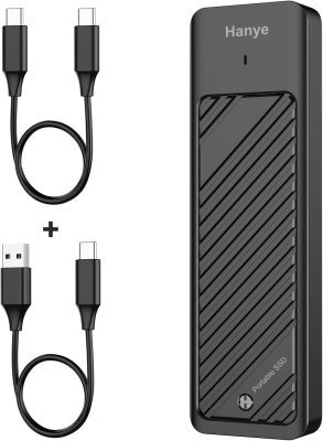 ポータブルSSD 外付けSSD 1TB USB 3.2 Gen2 10Gbps Type‐C　NVMe PCIe Gen4x4 Hanye USB A-C USB C-C 2本ケーブル付き 3年保証