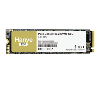 Hanye PCIe NVMe M.2 2280 SSD 1TB R:3500MB/s W:3200MB/s PCIe Gen3x4 3D Nand TLC E30-1TBTN1 エコーパッケージ 5年保証
