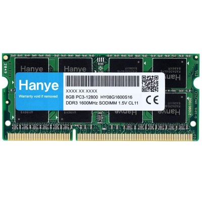 Hanye ノートPC用メモリ DDR3 1600 PC3 12800 8GB(8GBx1枚) SODIMM 1.5V CL11 204 PIN 5年保証