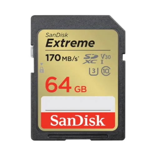 SanDisk Extreme SDカード SDXCカード 64GB UHS-I U3 V30 4K R:170MB/s W:80MB/s 4K Ultra HD対応SDSDXV2-064G-GNCIN 海外パッケージ