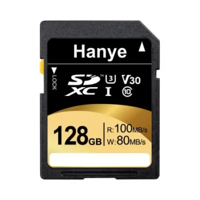 Hanye SDカード SDXCカード 128GB 超高速R:100MB/s W:80MB/s Class10 UHS-I U3 V30 4K Ultra HD対応 パッケージ品 SD-XC128GBU3 5年保証
