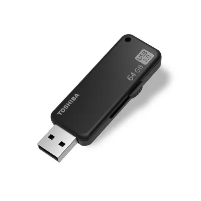 TOSHIBA USBメモリ64GB 東芝 USB3.0 TransMemory R:150MB/s スライド式 ブラック THN-U365K0640C4海外パッケージ