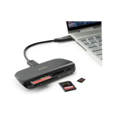SanDiskマルチカードリーダー ライターUSB3.0 Type-C接続 3スロット CF/SD/microSD UHS-I UHS-II対応 SDDR-A631-GNGNN海外パッケージ