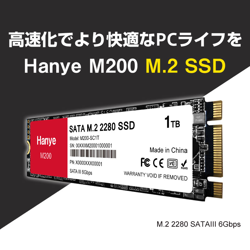 Hanye SSD 256GB 内蔵 SATA M.2 2280 SATA III 6.0Gb/s 550MB/s M200