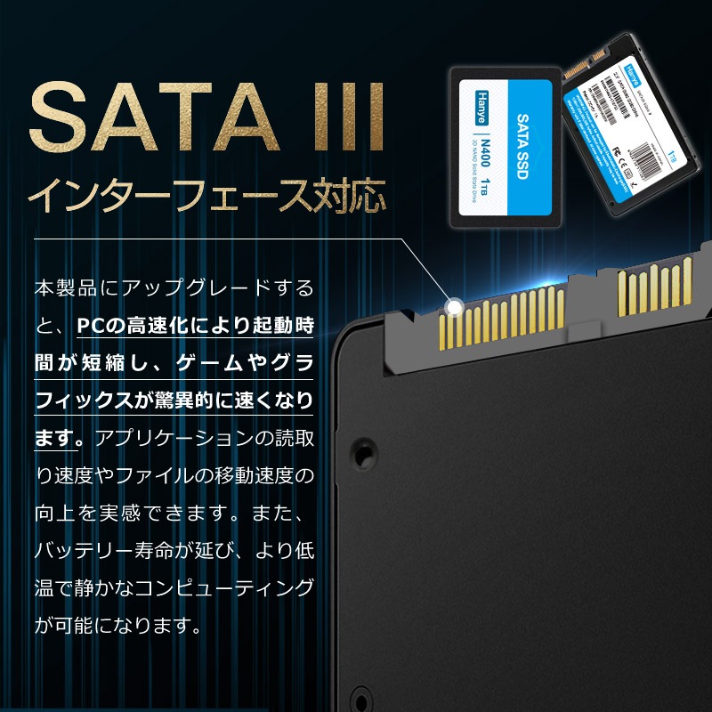 Hanye製 SSD 1TB 3D Nand TLC 高耐久性 内蔵 2.5インチ 7mm SATAIII