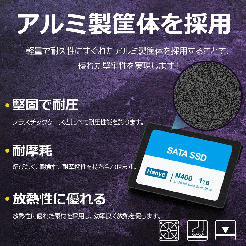 特価セール Hanye製 SSD 1TB 3D Nand TLC 高耐久性 内蔵 2.5インチ 7mm